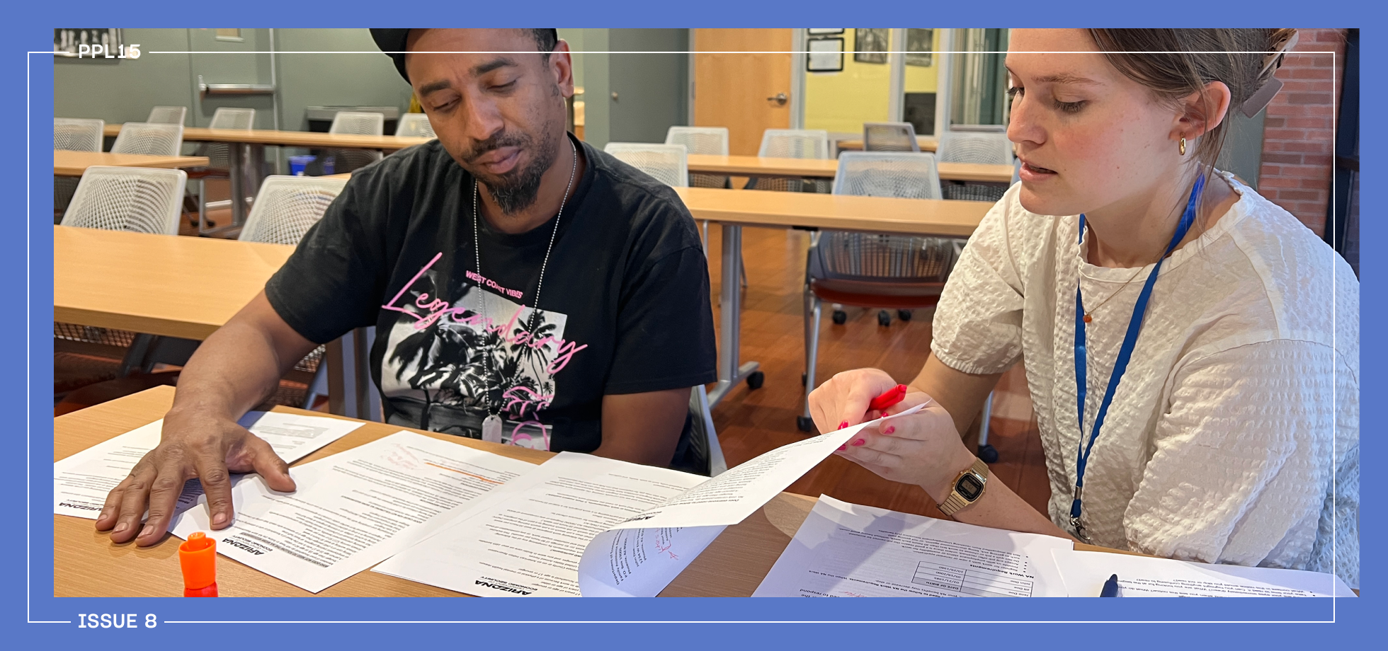 PPL analyst reviews notices with participant.
