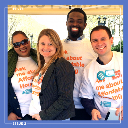 Image of four people wearing shirts that say "Ask Me About Affordable Housing"